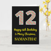 ハッピー12誕生日&メリークリスマス,名前をカスタムする カード (黄色い花)