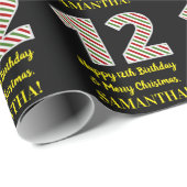 ハッピー12誕生日&メリークリスマス，名前をカスタムする ラッピングペーパー (ロールコーナー)