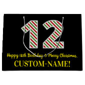 ハッピー12誕生日&メリークリスマス,名前をカスタムする ラージペーパーバッグ (正面)