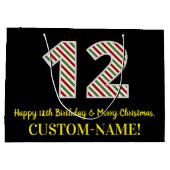 ハッピー12誕生日&メリークリスマス,名前をカスタムする ラージペーパーバッグ (裏面)