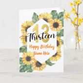 ハッピー13誕生日ひまわり挨拶 カード (黄色い花)