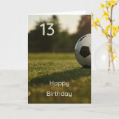 ハッピー13誕生日サッカーサッカーグリーティングカード カード (黄色い花)