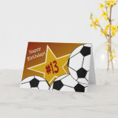 ハッピー13誕生日サッカースター! カード (黄色い花)