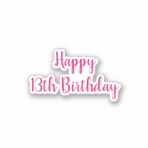 ハッピー13誕生日シンプルミニマリストピンクカスタム シール