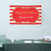 ハッピー13誕生日バナーレッド金ゴールドグリッター 横断幕 (トレードショー)