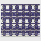 ハッピー13誕生日金ゴールドグリッターとネイビーブルー ラッピングペーパー (フラット)