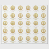 ハッピー13誕生日金ゴールドグリッターとホワイト ラッピングペーパー (フラット)