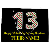 ハッピー13誕生日&メリークリスマス，名前をカスタムする ラージペーパーバッグ (裏面)