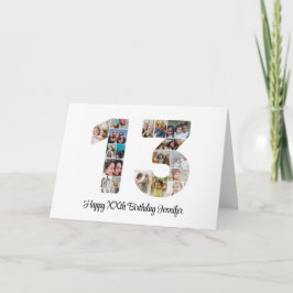 ハッピー13誕生日Number 13カスタムフォトコラージュ カード