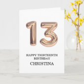 ハッピー13th誕生日バラ金ゴールドガールパーソナライズされた カード (黄色い花)