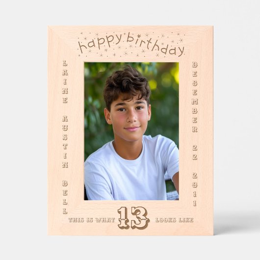 ハッピー13th誕生日ボーイ レーザー彫刻フレーム
