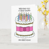 ハッピー14お誕生日ケーキとキャンドル カード (黄色い花)