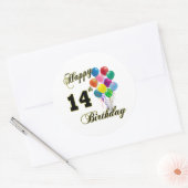 ハッピー14誕生日ギフトと誕生日アパレル ラウンドシール (封筒)
