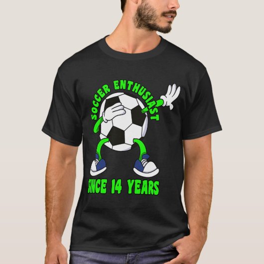 ハッピー14誕生日14歳ダビングサッカー14日 Tシャツ (正面)