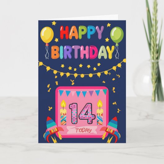 ハッピー14誕生日 カード (正面)