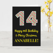 ハッピー14誕生日&メリークリスマス,名前をカスタムする カード (黄色い花)