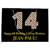 ハッピー14誕生日&メリークリスマス,名前をカスタムする ラージペーパーバッグ (裏面)