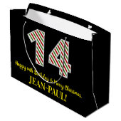 ハッピー14誕生日&メリークリスマス,名前をカスタムする ラージペーパーバッグ (裏面アングル)