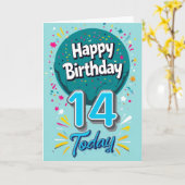 ハッピー14th誕生日カード カード (黄色い花)