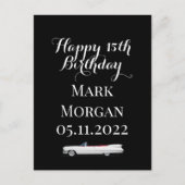 ハッピー15誕生日カードギフトアイディアボーイ白黒 ポストカード (正面)