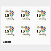 ハッピー15誕生日ギフトと誕生日アパレル ラウンドシール (シート)