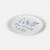 ハッピー15誕生日ブルー追加ネームmonogram bikini ペーパープレート (アングル)