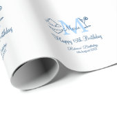 ハッピー15誕生日ブルー追加ネームmonogram bikini ラッピングペーパー (ロールコーナー)