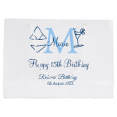 ハッピー15誕生日ブルー追加ネームmonogram bikini ラージペーパーバッグ (裏面)