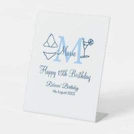 ハッピー15誕生日ブルー追加ネームmonogram bikini 台座サイン