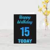 ハッピー15誕生日素晴らしブラック&ブルー少年カード カード (黄色い花)