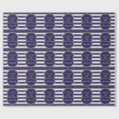 ハッピー15誕生日金ゴールドグリッターとネイビーブルー ラッピングペーパー (フラット)