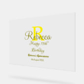 ハッピー15誕生日黄色の追加の名前monogram moder アクリルサイン (傾斜)