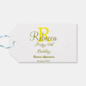 ハッピー15誕生日黄色の追加の名前monogram moder ギフトタグ (裏面横)