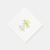 ハッピー15誕生日黄色の追加の名前monogram moder スタンダードカクテルナプキン (角)
