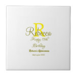 ハッピー15誕生日黄色の追加の名前monogram moder タイル<br><div class="desc">美しいデザイン</div>