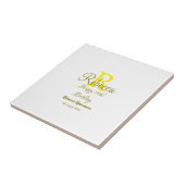 ハッピー15誕生日黄色の追加の名前monogram moder タイル (側面)