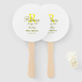 ハッピー15誕生日黄色の追加の名前monogram moder ハンドファン (正面&裏面)