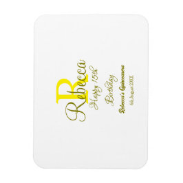 ハッピー15誕生日黄色の追加の名前monogram moder マグネット