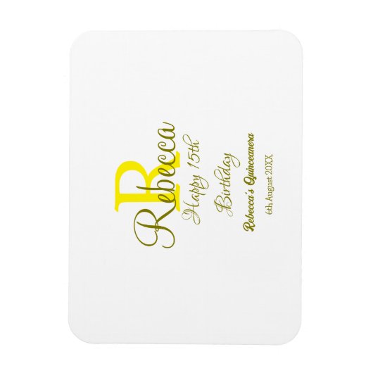 ハッピー15誕生日黄色の追加の名前monogram moder マグネット (縦)