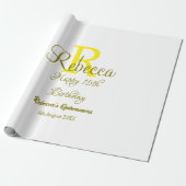 ハッピー15誕生日黄色の追加の名前monogram moder ラッピングペーパー (アンロールド)