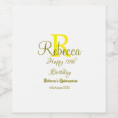 ハッピー15誕生日黄色の追加の名前monogram moder ワインラベル (シングルラベル)