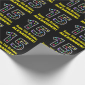 ハッピー15誕生日、おもしろいカラフルスターパターン15 ラッピングペーパー (角)