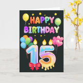 ハッピー15誕生日 カード (黄色い花)