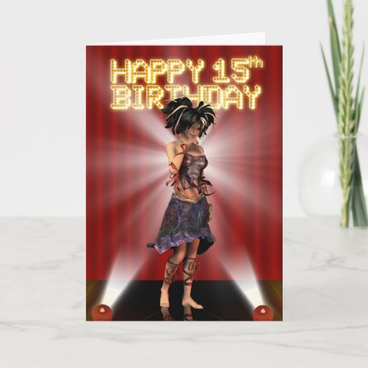 ハッピー15h誕生日、スターデヴァ上のステージ カード (正面)