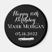 ハッピー15th誕生日の男の子パーティーの好意白黒 マグネット (正面)