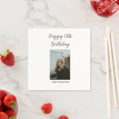 ハッピー15th誕生日を追加する名前フォト文字 モダン スタンダードカクテルナプキン (インサイチュ)