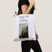 ハッピー15th誕生日を追加する名前フォト文字 モダン トートバッグ (クローズアップ)