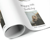 ハッピー15th誕生日を追加する名前フォト文字 モダン ラッピングペーパー (ロールコーナー)