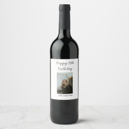 ハッピー15th誕生日を追加する名前フォト文字 モダン ワインラベル