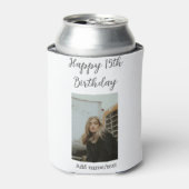 ハッピー15th誕生日を追加する名前フォト文字 モダン 缶クーラー (缶正面)